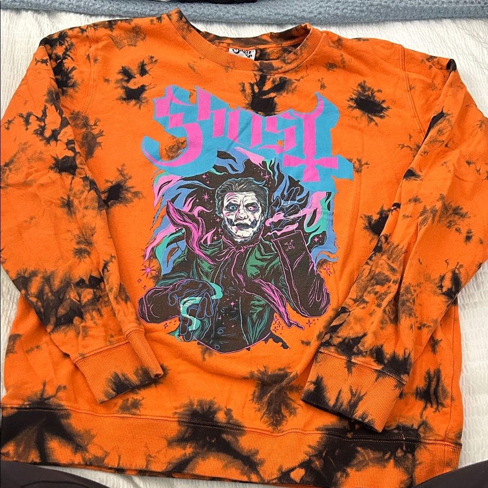 Ost Orange and Black Graphic Crewneck Sweater